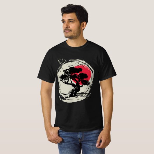Bonsai Art Japanese Sunset T-Shirt (Vorne ganz)