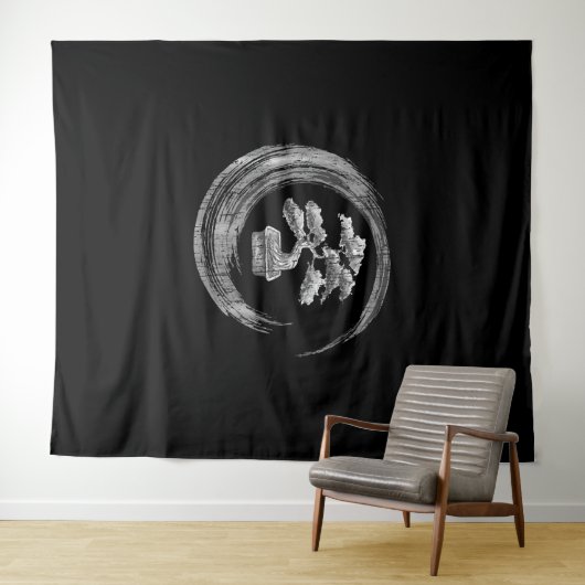 Bonsai Baum enso    circlezen Kalligraphie Kunst Wandteppich (Beispiel (Horizontal))