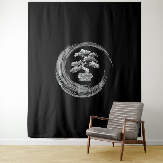 Bonsai Baum enso circlezen Kalligraphie Kunst Wandteppich (Beispiel)