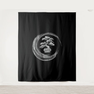 Bonsai Baum enso    circlezen Kalligraphie Kunst Wandteppich