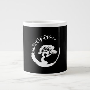 Bonsai Baum japanisch enso Kreis Vögel lange Ärm Jumbo-Tasse