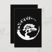Bonsai Baum japanisch enso Kreis Vögel lange Ärmel Dankeskarte (Vorne/Hinten)
