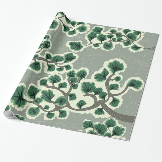 Bonsai-Baum-Muster Geschenkpapier (Ungerollt)