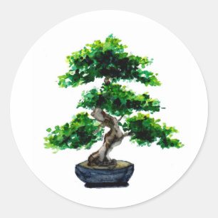 Bonsai-Baum Runder Aufkleber