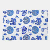 Bonsai Baummuster in Kobalt Blau und Weiß Geschirrtuch (Horizontal)