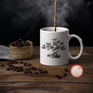 Bonsai - chinesischer Stil - schwarz und weiß Zweifarbige Tasse