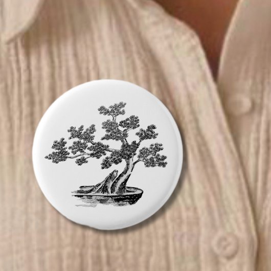 Bonsai - Chinesischer Stil - Schwarzweiß Button