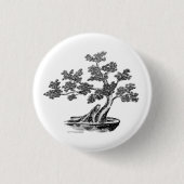Bonsai - Chinesischer Stil - Schwarzweiß Button (Vorderseite)
