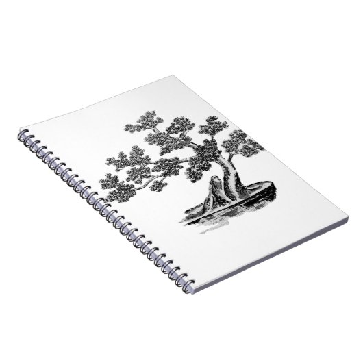 Bonsai - Chinesischer Stil - Schwarzweiß Notizblock (Rechte Seite)