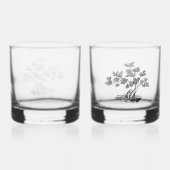 Bonsai - Chinesischer Stil - Schwarzweiß Whiskyglas (Rückseite)