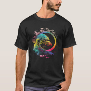 Bonsai Enso Zen Kreis Baum des Lebens Japanischer  T-Shirt