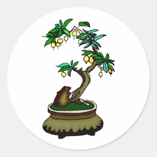 Bonsai in Pot Bonsai Grafik befruchten Runder Aufkleber (Vorderseite)