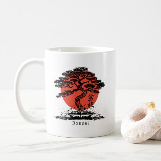 Bonsai Japanisches Kanji Personalisiert Kaffeetasse (Mit Donut)