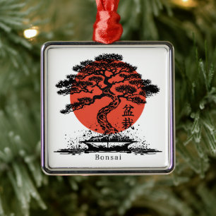 Bonsai Japanisches Kanji Personalisiert Ornament Aus Metall