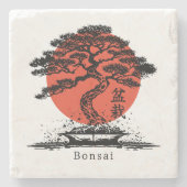 Bonsai Japanisches Kanji Personalisiert Steinuntersetzer (Vorderseite)