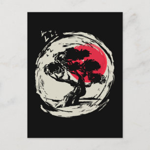 Bonsai-Kunst Japanischer Sonnenuntergang Postkarte