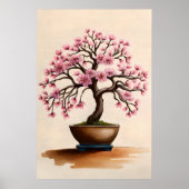 Bonsai Malerei Vintag Sakura Kirchen Blossom Kunst Poster (Vorne)