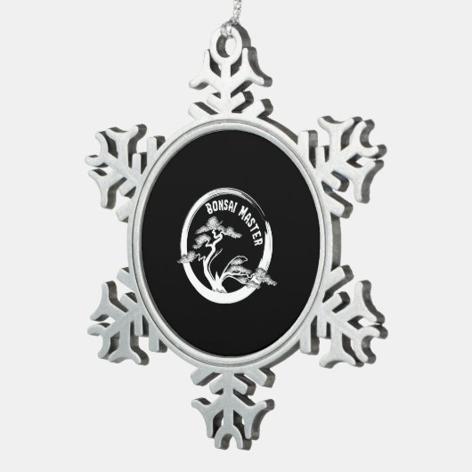 bonsai master japanisch bonsai tree art circle schneeflocken Zinn-Ornament (Rechts)