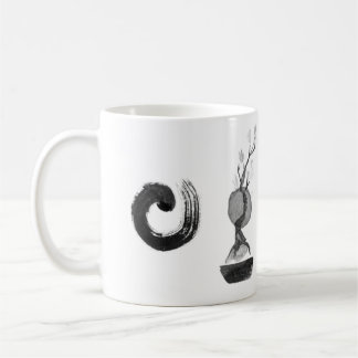 Bonsai mit Enso, Teekanne und Tasse