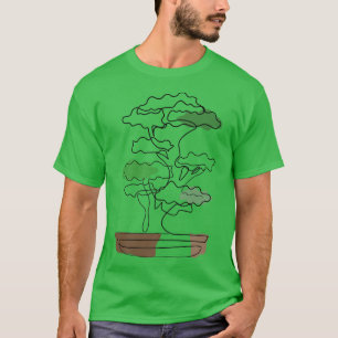 Bonsai Motif Hand Drawn Tree Zen Linie Zeichn T-Shirt