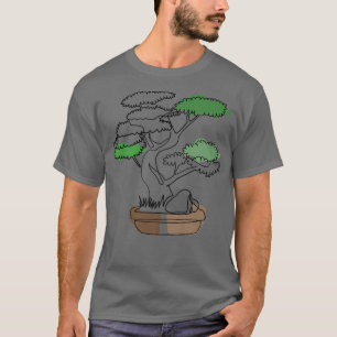 Bonsai Motif Hand Drawn Tree Zen Linie Zeichn T-Shirt