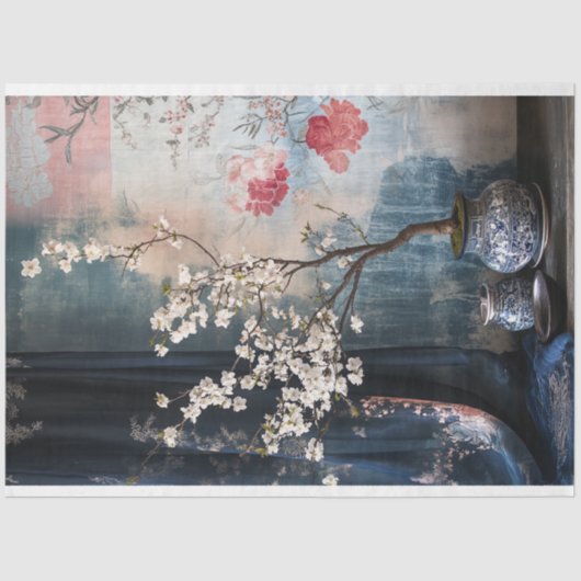 Bonsai Oriental Floral Still Life Seidenpapier (Vorderseite)