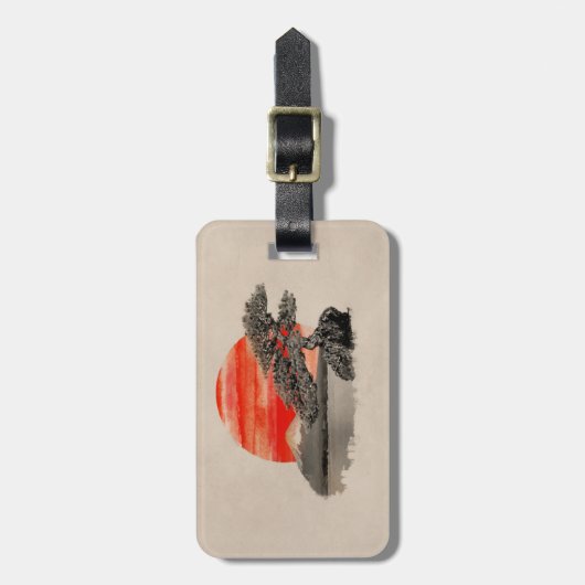 Bonsai Pine Tree - Fuji Sunset Gepäckanhänger (Vorderseite vertikal)