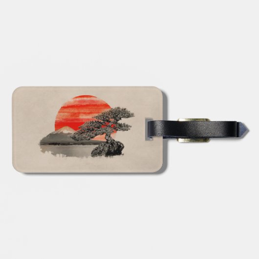 Bonsai Pine Tree - Fuji Sunset Gepäckanhänger (Rückseite horizontal)
