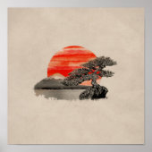 Bonsai Pine Tree - Fuji Sunset Poster (Vorne)