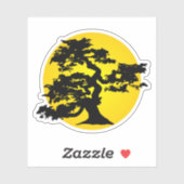 Bonsai Sihouette Sun Aufkleber (Blatt)