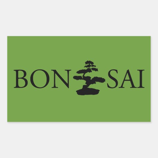 Bonsai Silhouette Rechteckiger Aufkleber (Vorderseite)