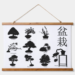 Bonsai Tree Basic Styles 10 Wandteppich Mit Holzrahmen