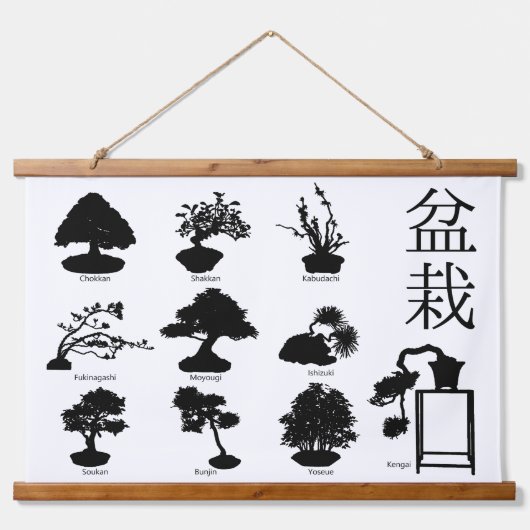 Bonsai Tree Basic Styles 10 Wandteppich Mit Holzrahmen (Vorne)