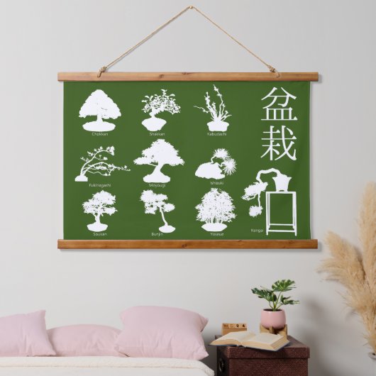 Bonsai Tree Basic Styles 10 Wandteppich Mit Holzrahmen (Schlafzimmer)