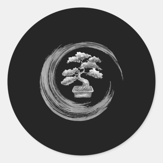 bonsai tree enso circle buddhist zen Kalligraphie Runder Aufkleber (Vorderseite)