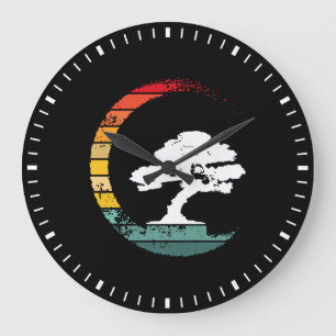 Bonsai Tree Enso Circle Vintage Zen Calligraphy Große Wanduhr