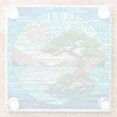 Bonsai Tree Full Moon Mosaik Art Glasuntersetzer (Rückseite)