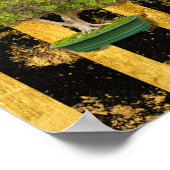 Bonsai Tree Gold Schwarze Wand Poster (Ecke)