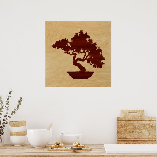 Bonsai Tree - Holzeinlage. Poster (Küche)