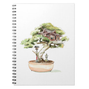 Bonsai Tree Illustration Notizblock