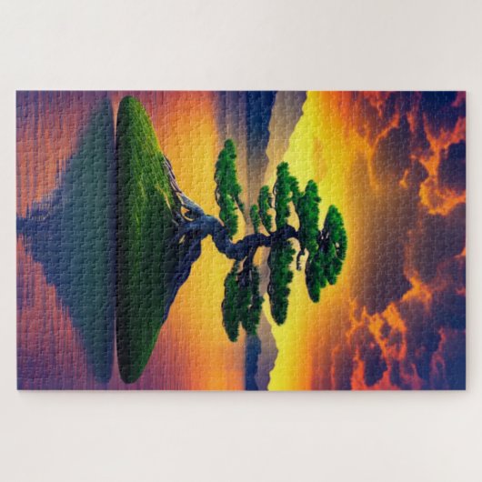Bonsai Tree im Sunset Jigsaw Puzzle (Horizontal)