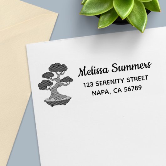 Bonsai Tree in a Tray Return Address, Etched Permastempel