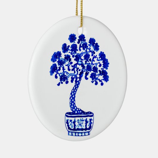 Bonsai Tree in Cobalt Blue und White Keramik Ornament (Rechts)