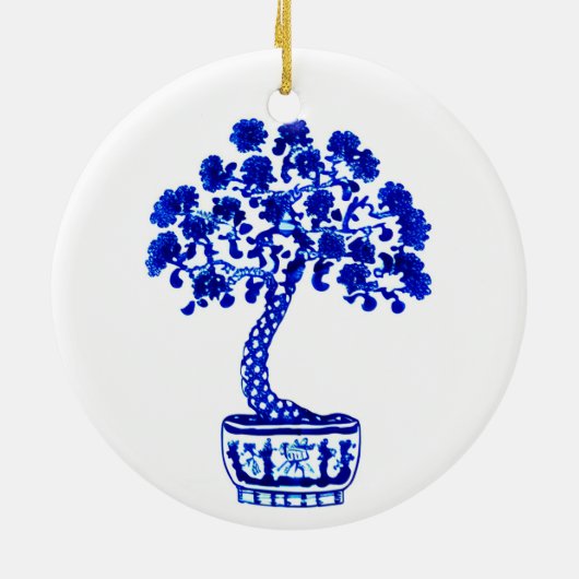 Bonsai Tree in Cobalt Blue und White Keramik Ornament (Hinten)