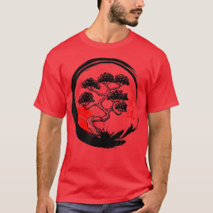Bonsai Tree in Enso Circle Design Japanischer Zen  T-Shirt