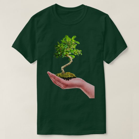 Bonsai Tree in hand Tree Nature white background T-Shirt (Design vorne)