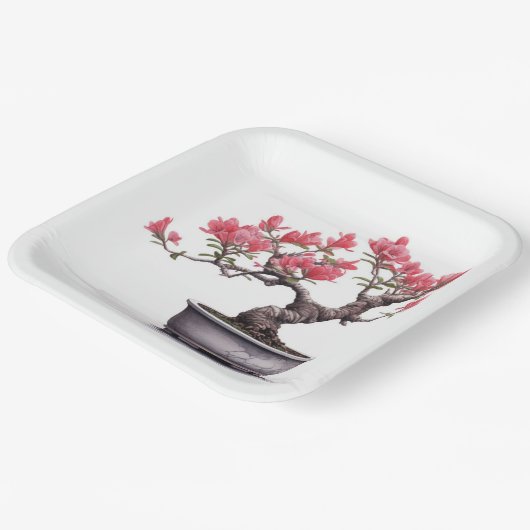 Bonsai Tree in Pot Pappteller (Gewinkelt)