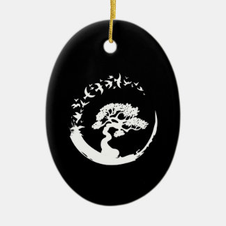 Bonsai Tree japanese umkreisen Vögel mit langer Hü Keramik Ornament