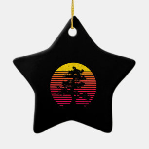 Bonsai Tree Japanese Zen Buddhist Tree Sunset Keramik Ornament