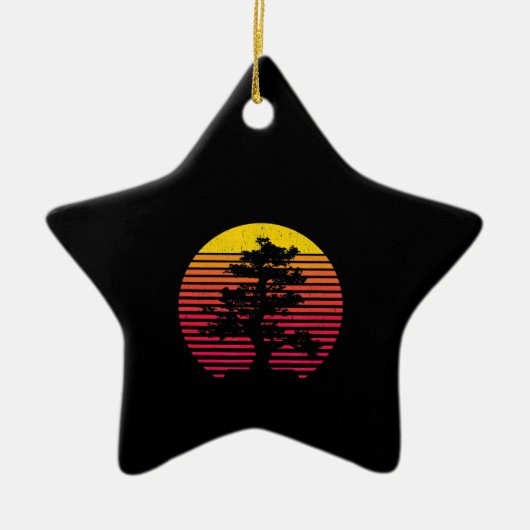 Bonsai Tree Japanese Zen Buddhist Tree Sunset Keramik Ornament (Vorne)